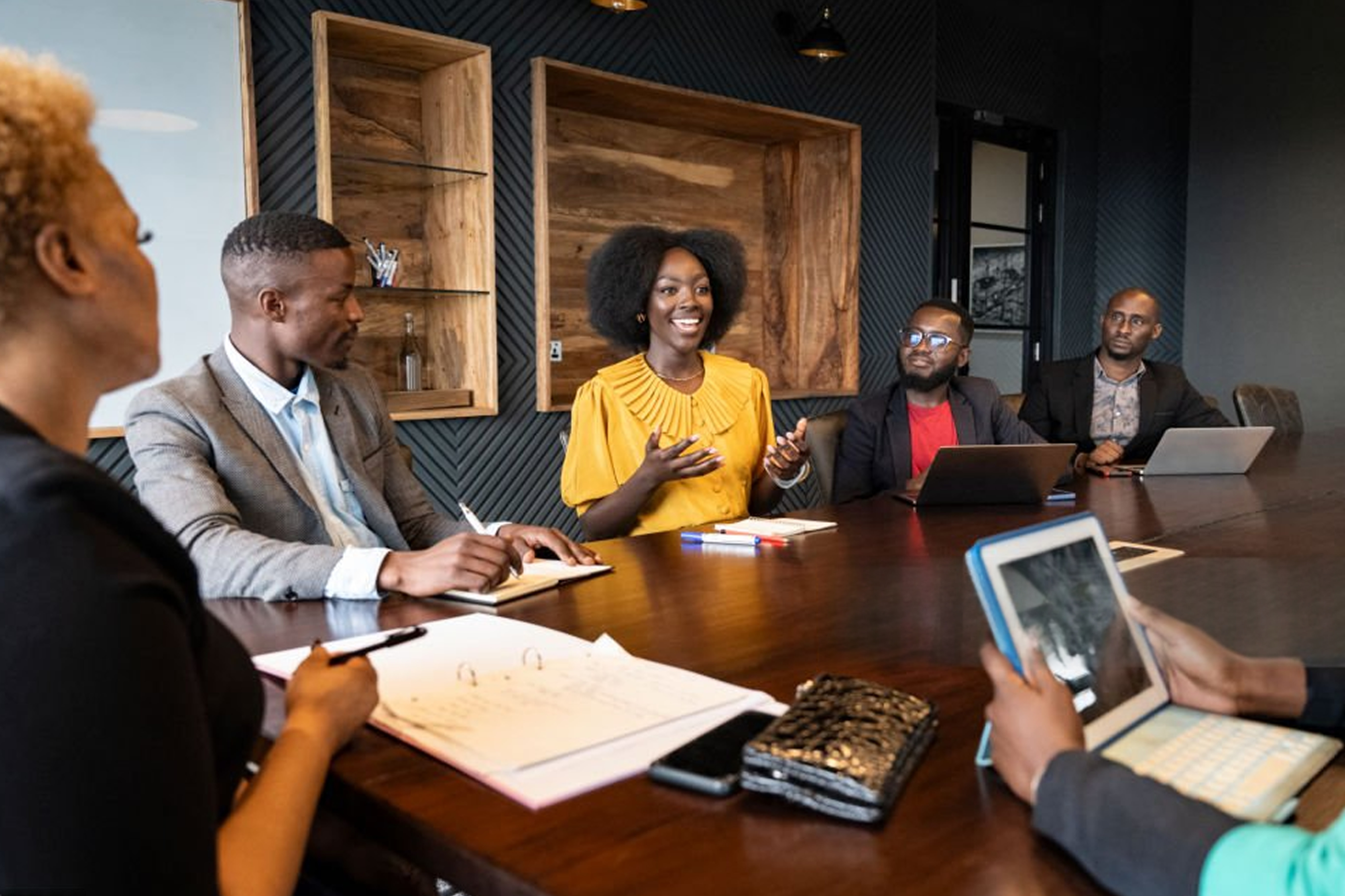 Multicultural boardroom team
